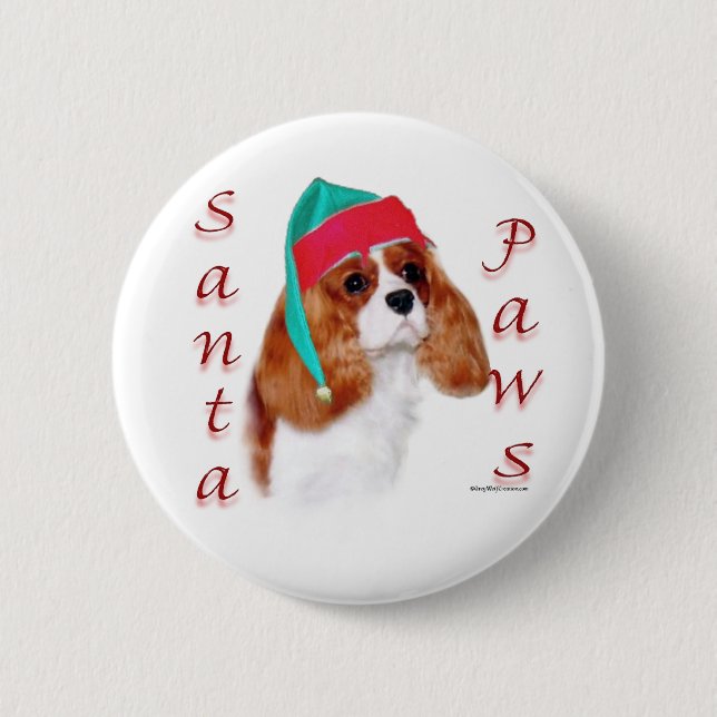 English Toy Spaniel Santa Paws Pinback Button (Front)
