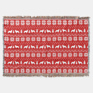 English Toy Spaniel Silhouettes Christmas Pattern Throw Blanket
