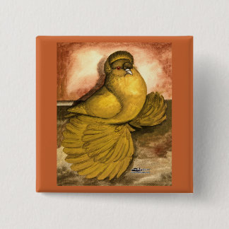 English Trumpeter Pigeon Yellow Self Pinback Button