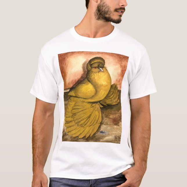 English Trumpeter Pigeon Yellow Self T-Shirt (Front)