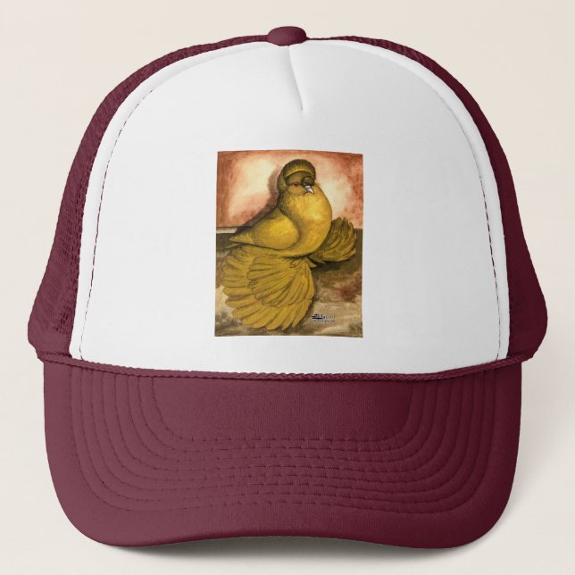 English Trumpeter Pigeon Yellow Self Trucker Hat (Front)