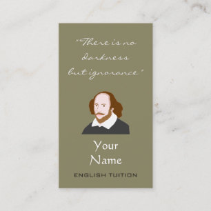 English Tutor Shakespeare Business Cards