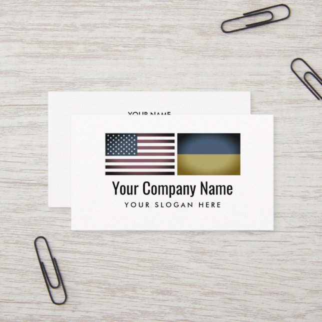 English Ukrainian language translation service Business Card (Front/Back In Situ)