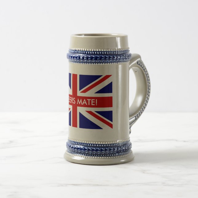 English Union Jack flag classic beer stein mug (Front Right)
