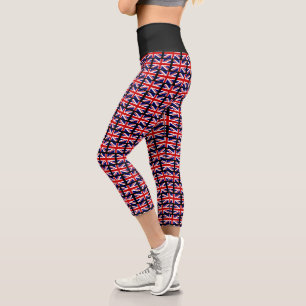 English Union Jack flag high waist capri leggings