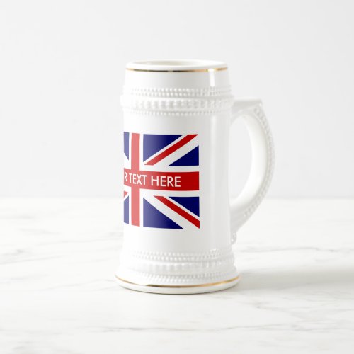 English Union Jack flag white beer stein mug