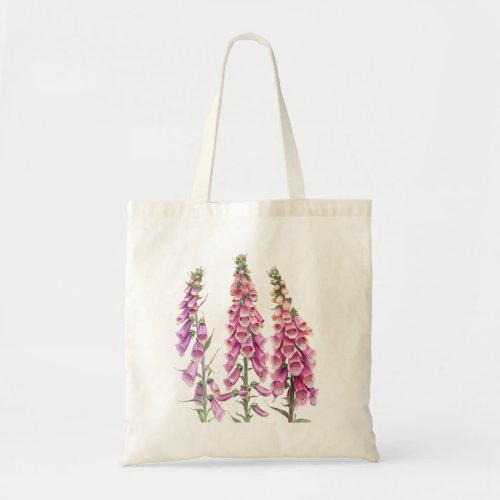 English Wildflower Foxglove Flowers Tote Bag