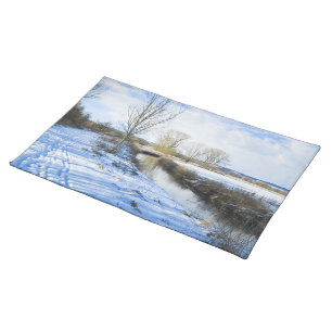 English Winter River Stroll - Cloth Placemat