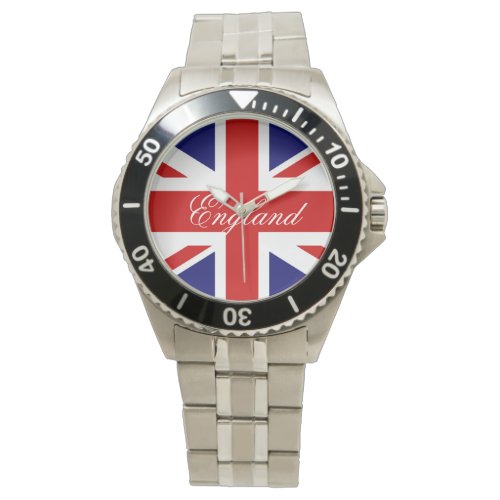 English wrist watches with Union Jack flag