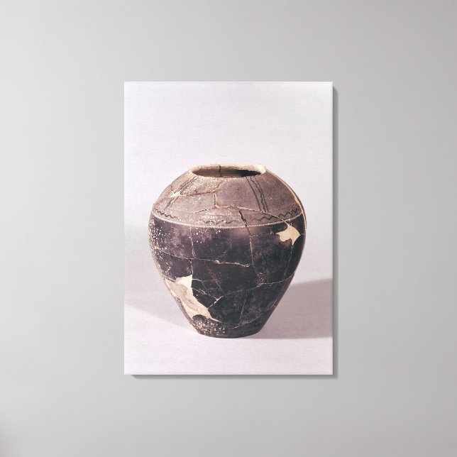 Engobe vase decorated with undulating lines canvas print (Front)