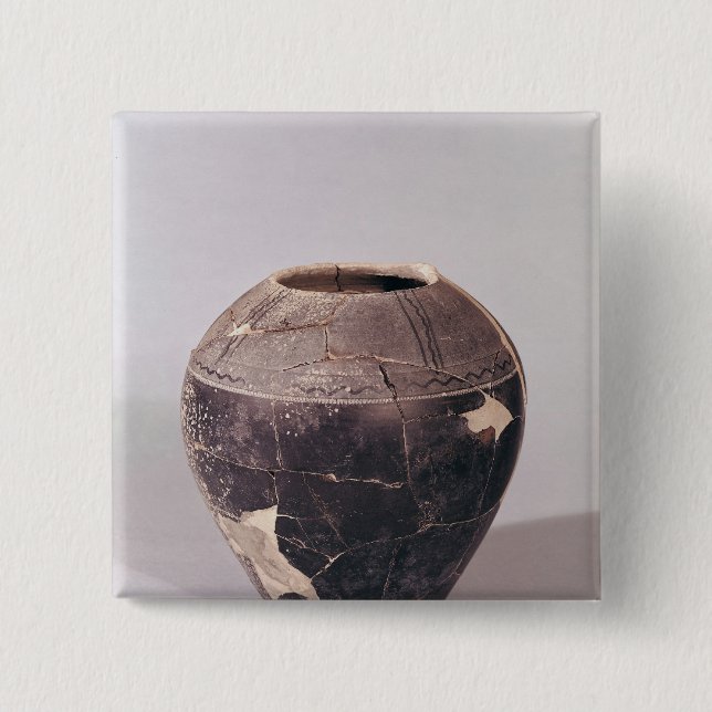 Engobe vase decorated with undulating lines pinback button (Front)