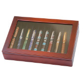 Engraved 10 Pen Display Case with Glass Top (Top)