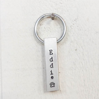 Engraved Aluminum "Pet Lover" Bar Keychain