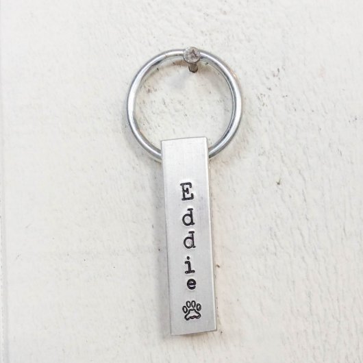 Engraved Aluminum "Pet Lover" Bar Keychain (Front)