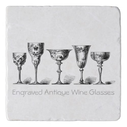 Engraved Antique Wine Glasses Stone Trivets