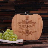 Engraved Apple Shaped Bamboo Cutting Board (Front)