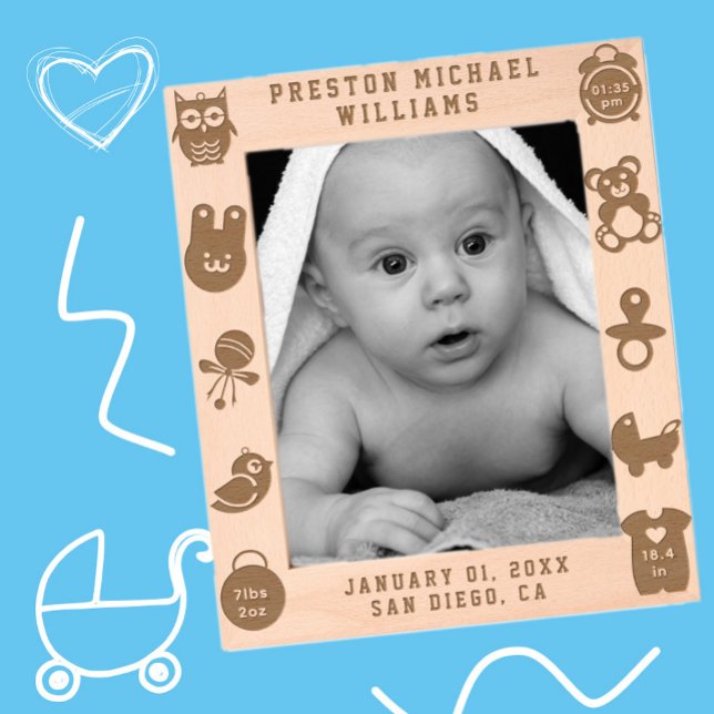 Engraved Baby Birth Stats Personal Picture Frame Frames (Creator Uploaded)