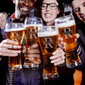 Engraved Beer Pitcher w/ Set of 5 Pilsner Glasses (Lifestyle)