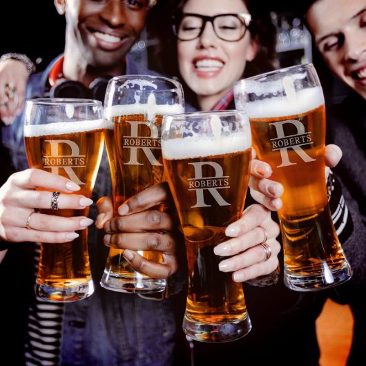 Engraved Beer Pitcher w/ Set of 5 Pilsner Glasses (Lifestyle)