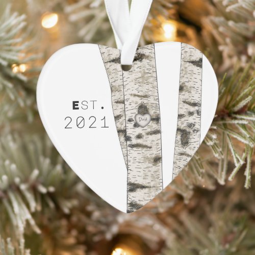 Engraved Birch Tree with Ornament