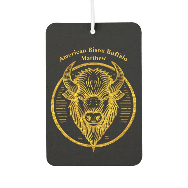 Engraved Bison Buffalo Head in Circular Design Air Freshener (Front)