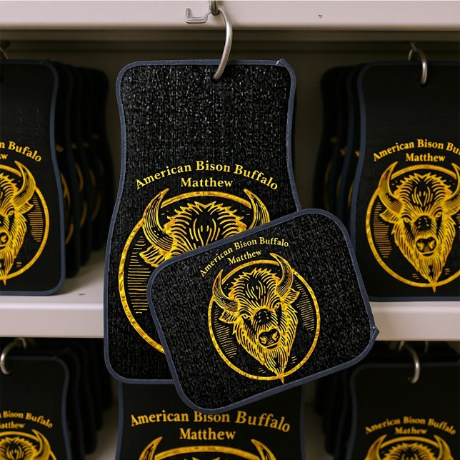 Engraved Bison Buffalo Head in Circular Design Car Floor Mat (Creator Uploaded)