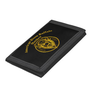 Engraved Bison Buffalo Head in Circular Design Tri-fold Wallet