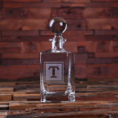 Engraved Block Monogram Whiskey Glass Decanter (Front)