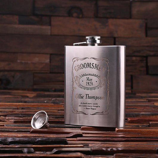 Engraved Box & High Quality 18 oz. Steel Flask (Front)