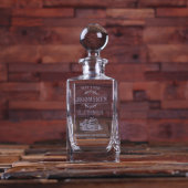 Engraved Box & Quality Round Lid Glass Decanter (Front)