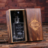 Engraved Box & Quality Round Lid Glass Decanter (Inside)