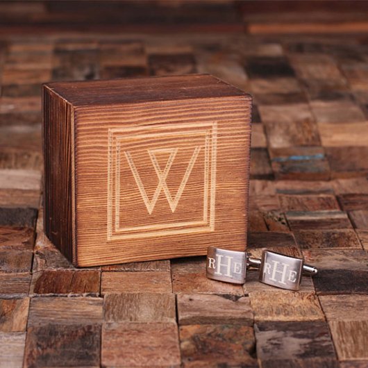 Engraved Box Set w/ Classic Monogram Cufflinks (Front)