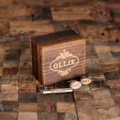 Engraved Box Set: Wooden Tie Bar & Oval Cufflinks (Front)