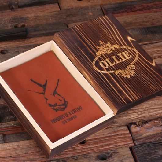 Engraved Box & Sleek Leather Notebook Journal (Inside)