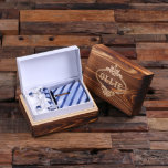 Engraved Box with Clip & Light Blue Striped Tie<br><div class="desc">This set comes with 1 light blue striped tie,  1 tie clip and 1 wood box. We can have names/initials engraved on the tie clip. It is a special gift for a father,  boyfriend or husband.</div>