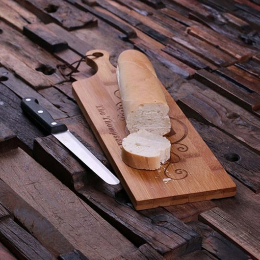 Engraved Bread & Cheese Bamboo Cutting Board (Top)