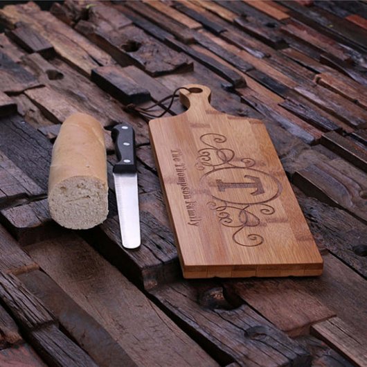 Engraved Bread & Cheese Bamboo Cutting Board (Top)