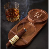 Engraved Cigar Ashtray And Whiskey Glass (Front)