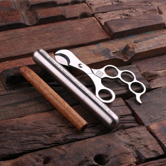Engraved Cigar Gift Set with Cutter and Holder (Top)