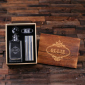 Engraved Cigar Set with Case, Cutter and Decanter (Inside)