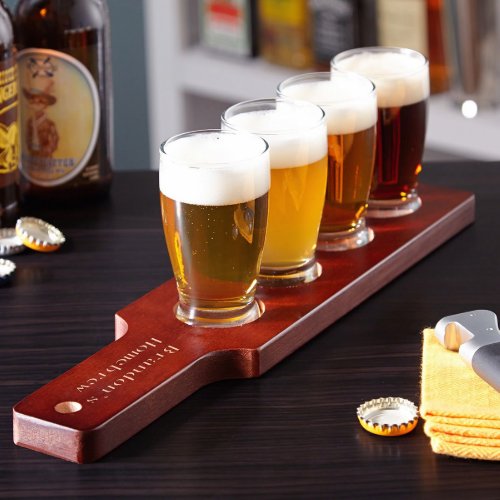 Engraved Clarkson Flight With Tasting Beer Glasses