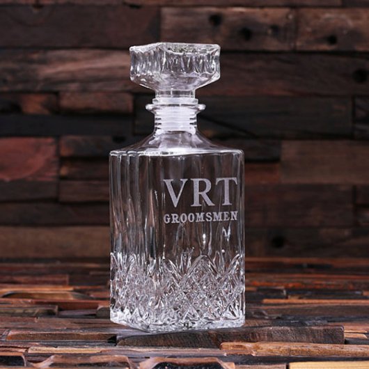 Engraved Classic Monogram Square Whiskey Decanter (Front)