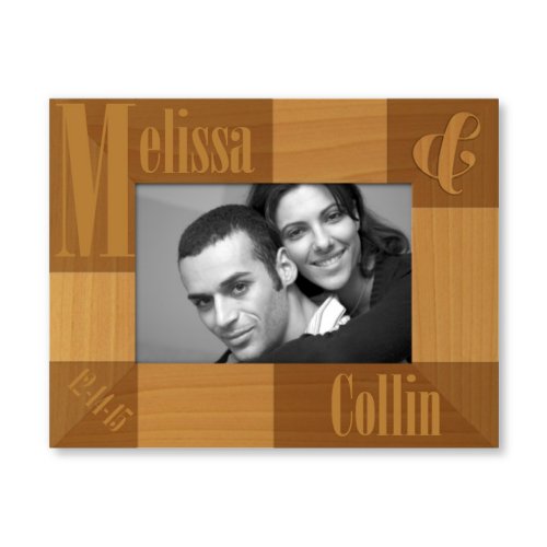 Engraved Couples Name 9x7 Wooden Picture Frame