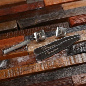 Engraved Cufflinks and Tie Bar with Collar Stays (Front)