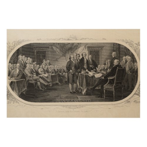 Engraved Declaration of Independence John Trumbull Wood Wall Decor