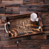 Engraved Decorative Monogram Wooden Serving Tray (Top)