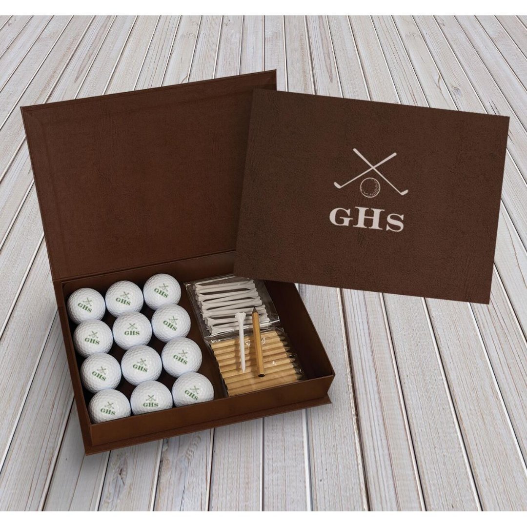 Engraved Display Box with Monogrammed Golf Balls Zazzle