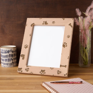 Engraved Dog Bone Paw Print Floral Frame