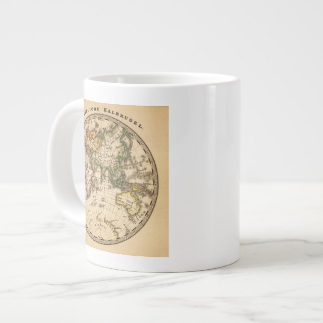 Engraved Eastern Hemisphere Map Giant Coffee Mug (Front Left)
