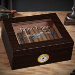 Engraved Ebony Wood Humidor Cigar Box<br><div class="desc">Having a dried-out cigar is frustrating but now you'll never have that issue anymore with this custom humidor cigar box! The case is engraved with two lines of text. The case is made of ebony wood and the humidor is lined with Spanish cedar along with a glass lid to view...</div>